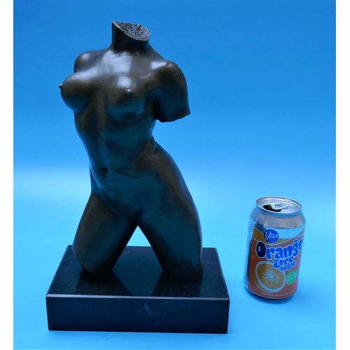 362 - Bronze female torso on marble base - Approx height 32cm