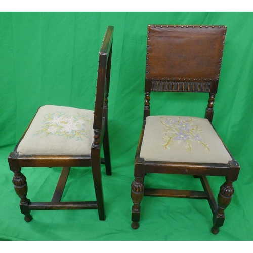 376 - Set of 6 oak chairs to include 2 carvers - 1 chair A/F