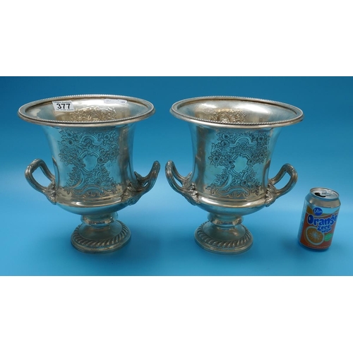 377 - Pair of white metal Champagne buckets