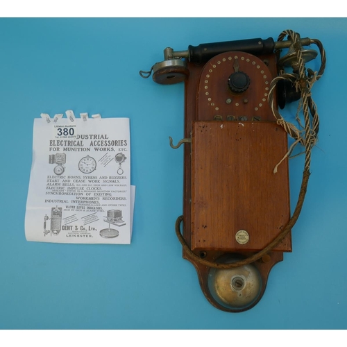 380 - Gent & Co Secret Service Govt munition inter-phone and morse code - circa 1917