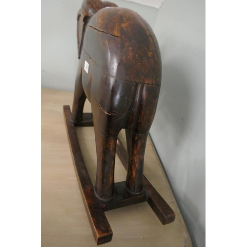 386 - Hardwood rocking elephant - Approx L: 66cm H: 50cm