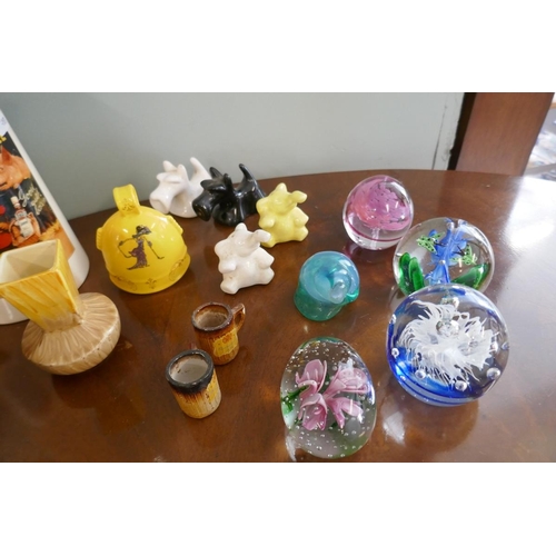 392 - Collection of paperweights, German pot, Sylvac etc