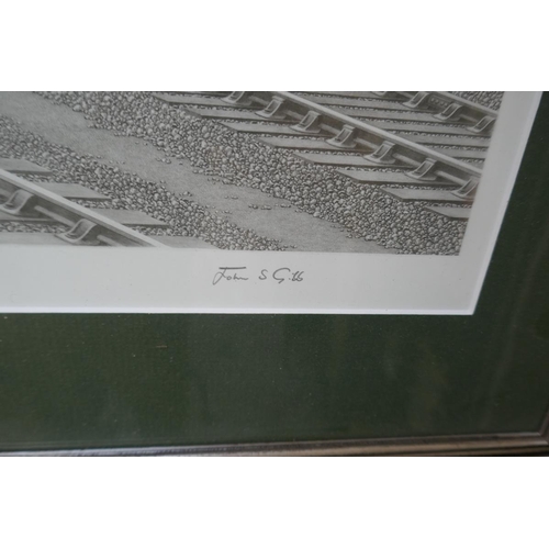 402 - L/E railway print signed John S Gibb - Image size: 53cm x 38cm