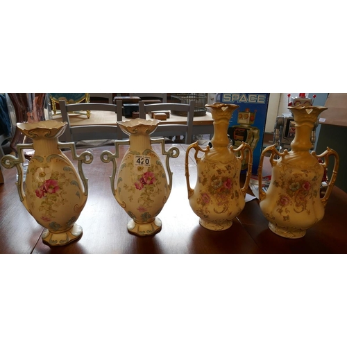 420 - 2 pairs of vases to include Crown Devon