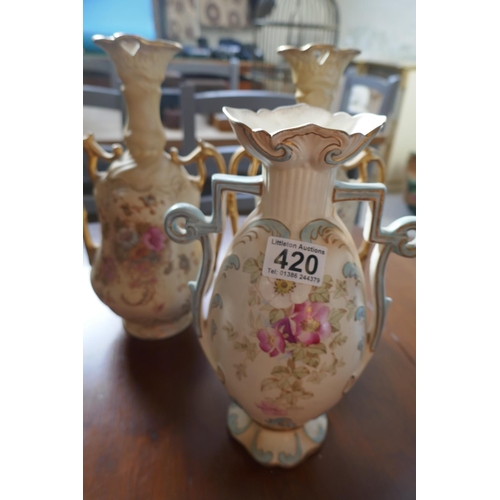 420 - 2 pairs of vases to include Crown Devon