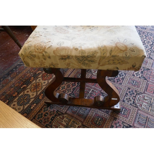 435 - Regency rosewood lyre-end footstool