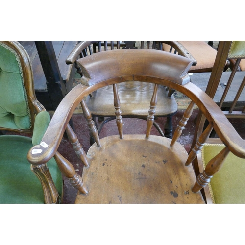 439 - Elm seated smokers bow armchair