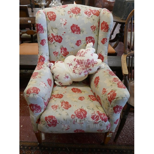 441 - Edwardian armchair in vintage floral upholstery