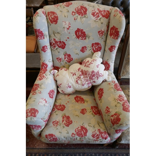 441 - Edwardian armchair in vintage floral upholstery