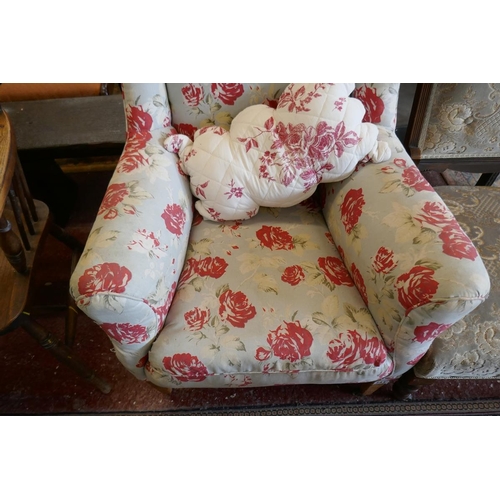 441 - Edwardian armchair in vintage floral upholstery