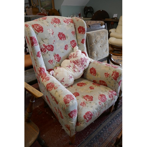 441 - Edwardian armchair in vintage floral upholstery