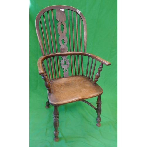 445 - Elm seated stick-back armchair