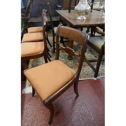 446 - Set of 4 Victorian sabre legged dining chairs