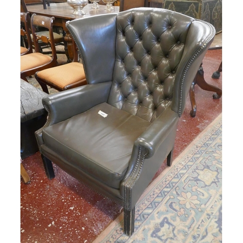 448 - Chesterfield wing-back armchair