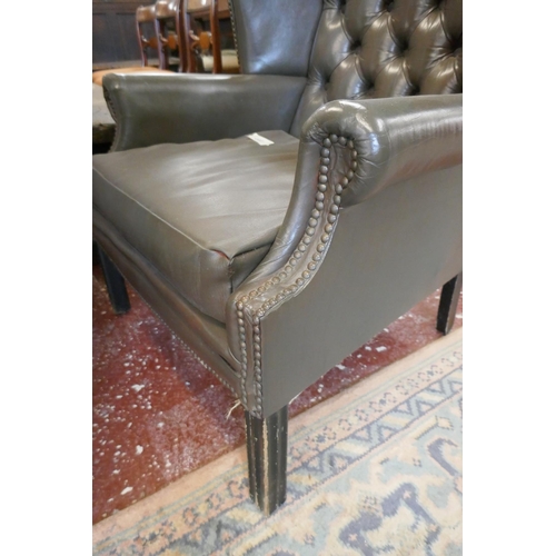 448 - Chesterfield wing-back armchair