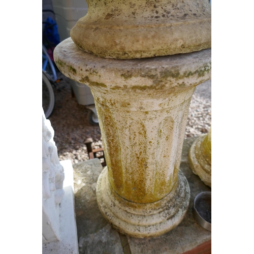 451 - Stone statue of flower girl on plinth - Approx height 103cm