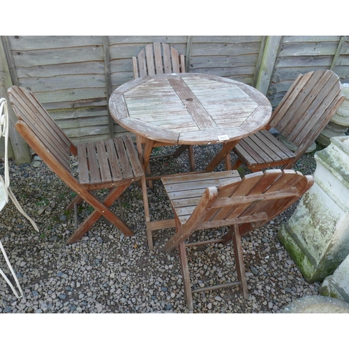 465 - Teak garden table and 4 chairs