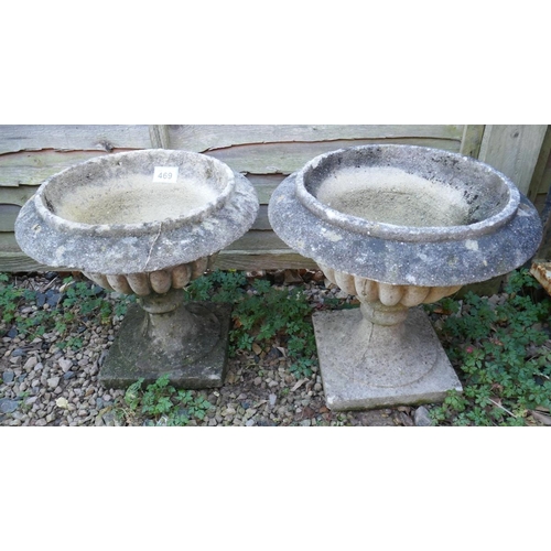 469 - Pair of antique stone pedestal planters