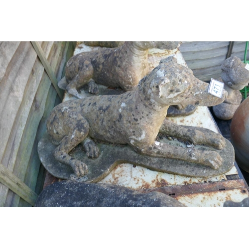 471 - Set of 3 stone dog statues