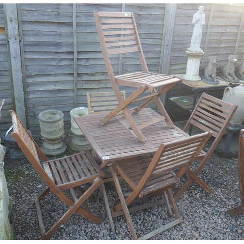 475 - Teak garden table and 5 chairs