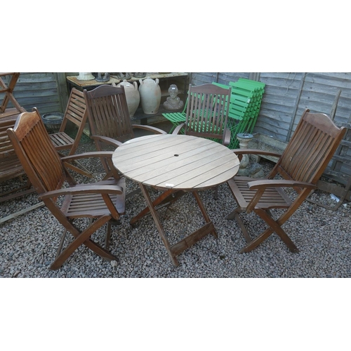 476 - Teak garden table and 4 chairs