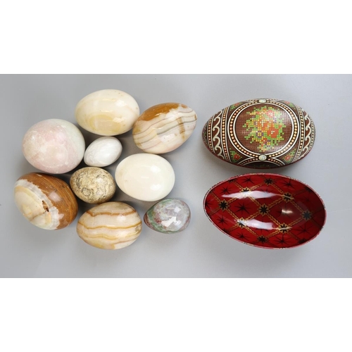 67 - Collection of stone eggs etc