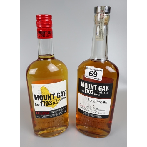 69 - 2 bottles of Mount Gay rum - Eclipse & Black Barrel