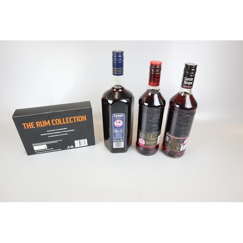 71 - 2 bottles of Captain Morgan rum, 1 litre Lambs Navy Rum, collection of Rum miniatures and Lambs Navy... 