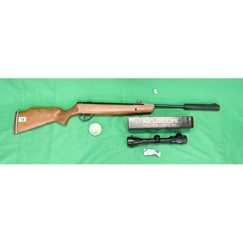 75 - Air rifle by Edgar Brothers, rifle scope and pellets