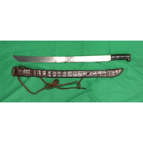 78 - Sword with horn handle in crocodile leather sheath