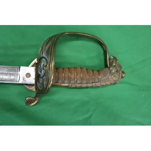 81 - Naval officers sword late 19th century with shark skin handle