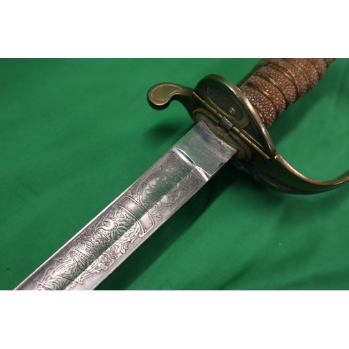 81 - Naval officers sword late 19th century with shark skin handle