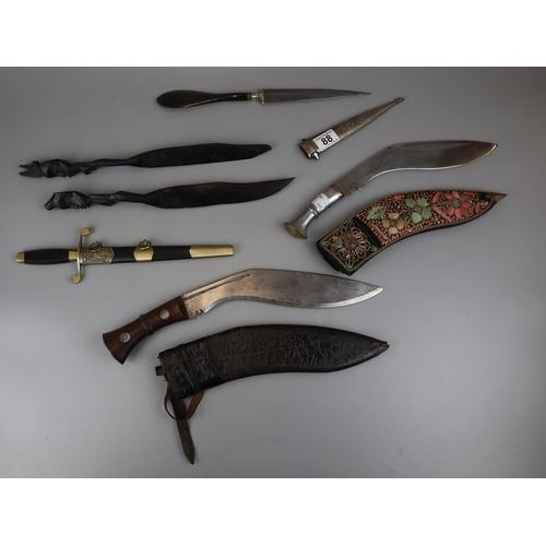 88 - Collection of knives to include 2 Kukri's