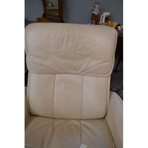 396 - Pair of Stressless reclining leather chairs with matching stools