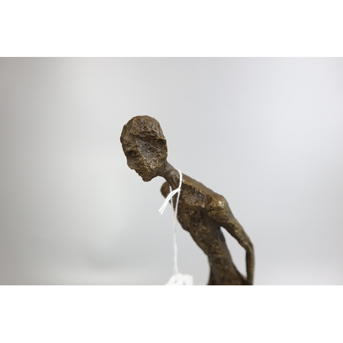 127 - Bronze stylised gentleman on marble base - Approx height 44cm