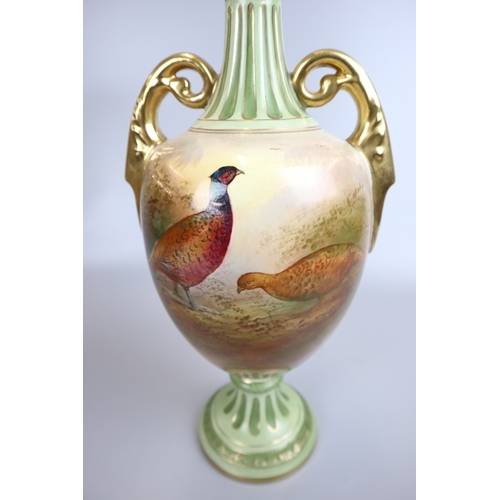 136 - Crown Devon lidded pheasant vase signed J Coleman - Approx height 41cm