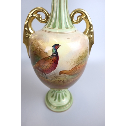 136 - Crown Devon lidded pheasant vase signed J Coleman - Approx height 41cm