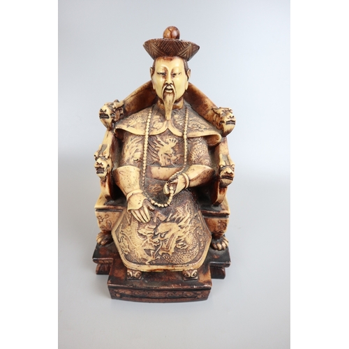 140 - Chinese figure of seated gentleman - Approx height 27cm