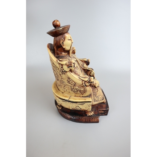 140 - Chinese figure of seated gentleman - Approx height 27cm