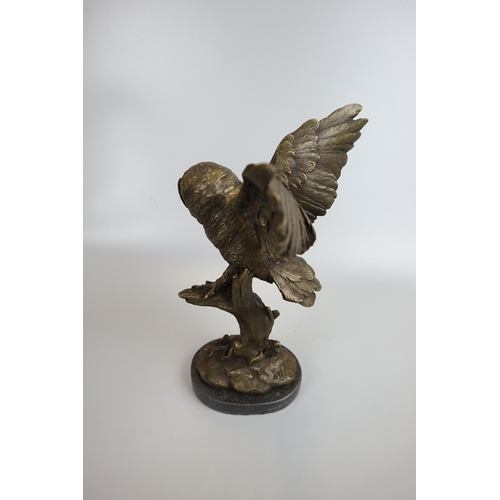 162 - Bronze owl on marble base - Approx height 30cm