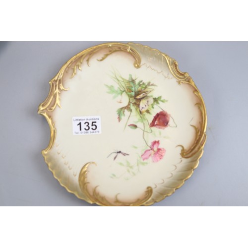 135 - 3 Royal Worcester cabinet plates one signed E Raby