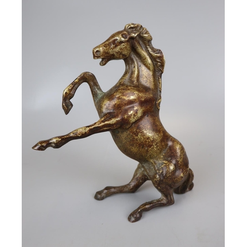 105 - Antique bronze 'rearing' horse figure