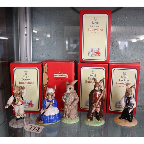 114 - 5 Royal Doulton Bunnykins figures in original boxes