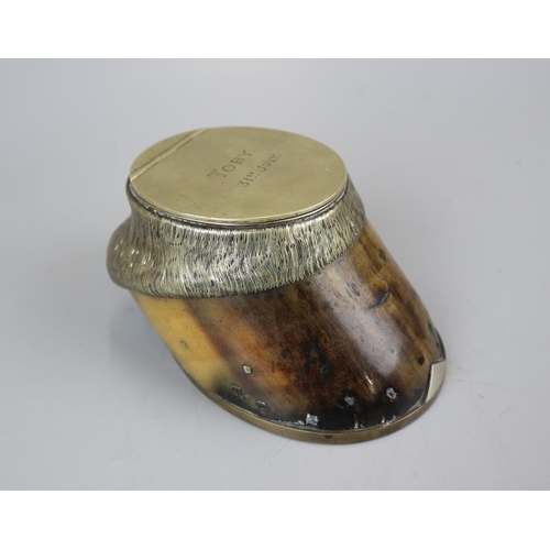 120 - Brass mounted horse hoof ink well