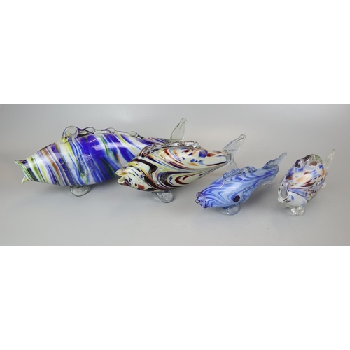 121 - 4 glass Murano fish