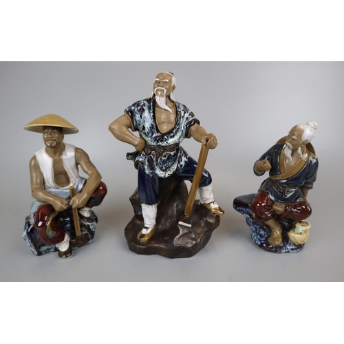 122 - 3 oriental clay figures