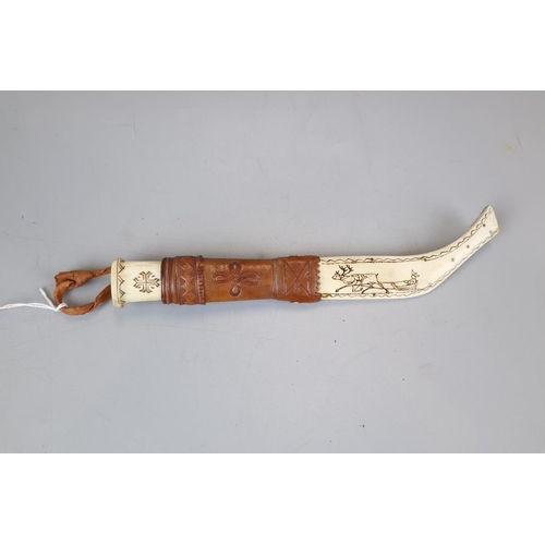 137 - Inuit knife with bone handle and sheath