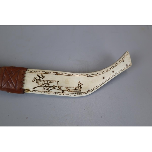 137 - Inuit knife with bone handle and sheath