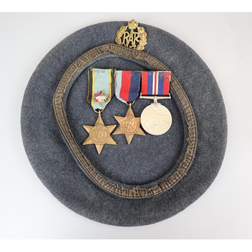 147 - RAF beret with Aircrew Star and 2 other medals