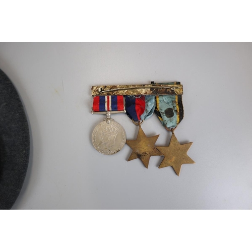 147 - RAF beret with Aircrew Star and 2 other medals